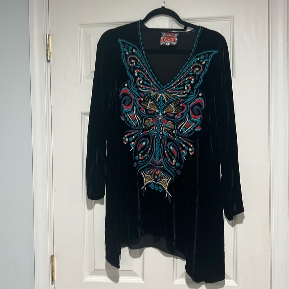 Johnny Was black velvet tunic